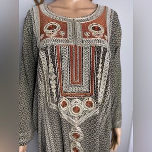Long embroidered caftan dress